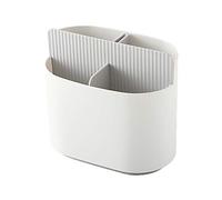 cuiyoush Portautensili Rimovibile Posate Scolapiatti Lavello Caddy Multifunzionale Cucchiaio Forchetta Bacchette Scatola di Stoccaggio Doppio Strato Posate Scolapiatti Bianco Grigio