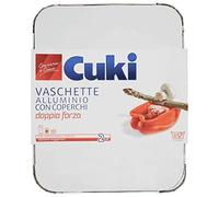 6 X Cuki Vaschette Alluminio Con Coperchi (r98) Per 8 Porzioni - 2 Pezzi - Lt 3