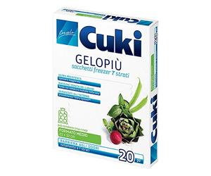 Cuki Gelopiù sacchetti freezer 7 strati medi - 23 x 32 cm - 2,5 L - 1 confezione da 20 pezzi