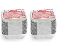 Cuki Professional vaschette in alluminio rettangolari con coperchi, 1 porzione, cm14,5x12xh4, 1 confezione da 100 pezzi, monouso per forno, microonde, frigo, cottura, conservazione