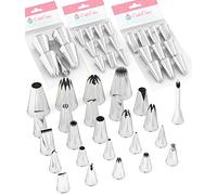 Cukkicakes Set di 25 Beccucci per Sac a Poche Professionali (Taglies: M, L e XL) per Decorare Cupcakes, Torte, Zeppole, Biscotti & Churros - Bocchette per Pasticceria prodotte in Corea