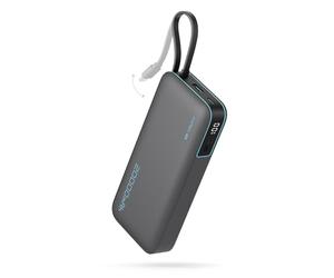 CUKTECH 45W 20000mAh Power Bank con Cavi Integrati, Ricarica Rapida Batteria Esterna con 2 Porte, Display Digitale, USB C Caricatore Portatile Caricabatterie per MacBook Air, Galaxy S23, iPhone 17 Pro