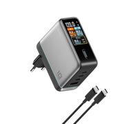 CUKTECH Caricatore USB C 120W GaN Ricarica Rapida a 4 porte | con Schermo Intelligente e Controllo Tattile, per MacBook, iPad, iPhone 17/16, Samsung S25, Xiaomi 17
