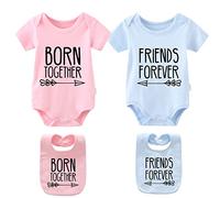 culbutomind 2 Tutine Per Neonati Gemelli Body Per Bambina Best Friend Born Together Bambino Neonato Divertenti Body Per Neonato(pink blue 3m)