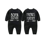 culbutomind 2 Tutine Per Neonati Gemelli Body Per Bambina Best Friend Born Together Bambino Neonato Divertenti Body Per Neonato Gemelli(black 3m)