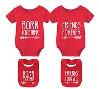 culbutomind 2 Tutine Per Neonati Gemelli Body Per Bambina Best Friend Born Together Bambino Neonato Divertenti Body Per Neonato(red 6m)