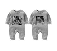 culbutomind 2 Tutine Per Neonati Gemelli Body Per Bambina Best Friend Born Together Bambino Neonato Divertenti Body Per Neonato Gemelli(gray 6m)