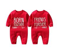 culbutomind 2 Tutine Per Neonati Gemelli Body Per Bambina Best Friend Born Together Bambino Neonato Divertenti Body Per Neonato Gemelli(red 12m)