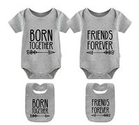 culbutomind 2 Tutine Per Neonati Gemelli Body Per Bambina Best Friend Born Together Bambino Neonato Divertenti Body Per Neonato(gray 3m)