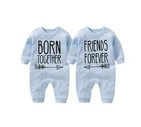 culbutomind 2 Tutine Per Neonati Gemelli Body Per Bambina Best Friend Born Together Bambino Neonato Divertenti Body Per Neonato Gemelli(blue 6m)