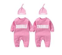 culbutomind 2 Tutine Per Neonati Gemelli Body Per Bambina Double Trouble Bambino Neonato Divertenti Body Per Neonato Gemelli(pink 6m)