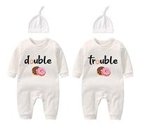 culbutomind 2 Tutine Per Neonati Gemelli Body Per Bambina Double Trouble Bambino Neonato Divertenti Body Per Neonato Gemelli(sweet white 9m)