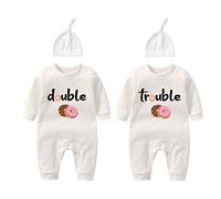 culbutomind 2 Tutine Per Neonati Gemelli Body Per Bambina Double Trouble Bambino Neonato Divertenti Body Per Neonato Gemelli(sweet white 3m)