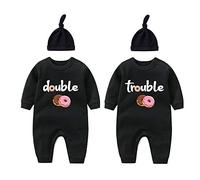 culbutomind 2 Tutine Per Neonati Gemelli Body Per Bambina Double Trouble Bambino Neonato Divertenti Body Per Neonato Gemelli(sweet black 6m)