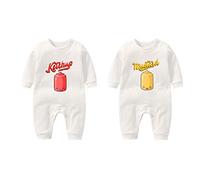 culbutomind 2 Tutine Per Neonati Gemelli Body Per Bambina Yummz Tomato Ketchup Bambino Neonato Divertenti Body Per Neonato Gemelli(white km 12m)