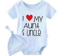 culbutomind Baby Gemelli Pagliaccetto Amo Mia zia Zio Baby Body Manica Corta Regalo Per La Nascita Bambino Ragazzi Ragazze Gemelli Abbigliamento Bambino Con Cappello, Blu I Love My Aunt Uncle, 0-3