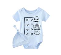 culbutomind Baby Gemelli Pagliaccetto Personalizzato Mini Chef Maglia Per Ragazzi Ragazzi Ragazze Abbigliamento Data Neonato Regalo Con Cappello, Blu Mini Chef, 3-6 Monate