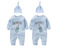 culbutomind Baby Twins Body Twin Drink Buddies Divertente Bambino Vestito Carino Della Ragazza Pagliaccetto con Cappello Set, Blu Db, 1 mese