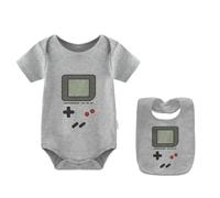 culbutomind Body Bambino Gemelli Giocatore Gioco Divertenti Gemello Body Neonato Regalo Tutina Manica Corta Bimba Con Bavaglini(grey game 6m)