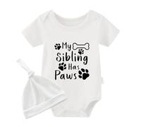 culbutomind Body Bambino Gemelli My Sibling Has Paws Personalizzabile Body Neonato Regalo Gemella Tutina Manica Lunghe Bimba Con Cappello Sacchetto Vestito(white My Sibling Has Paws 6m)