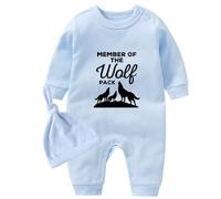 Culbutomind - Set tutina per neonato con stampa rock, a maniche lunghe, abbigliamento per neonato appena nato (blu il lupo 3m)