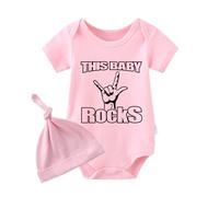 culbutomind This Baby Rocks Infan Baby Twins Abbigliamento Body Neonato Ragazzi Manica Corta Primo Natale Baby Boy Vestiti, rosa questo baby rock, 0-3 Months