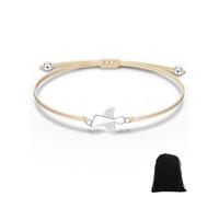CULEB 1 Pezzo Bracciale Angelo Custode in Argento,Bracciale Portafortuna con Cordoncino Intrecciato Regolabile, Regalo per Cresima, Battesimo e Comunione per Ragazze Ragazzo Donne
