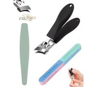 CULEB 1 Pezzo Tagliaunghie Angolato con lima Lucidante e Strisce Lucidanti,Tagliaunghie Angolato Anti-Spruzzi Bocca Larga,Set Tagliaunghies Ergonomico,Tagliaunghies Professionale per Uomini e Donne