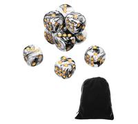 CULEB 10 PCS Dadi,16mm D6 Dadi da Gioco Acrilici,SetDadi con Borsa di Velluto per Giochi da Tavolo,Giochi di Ruolo(Nero-Bianco)