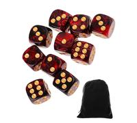 CULEB 10 PCS Dadi,16mm D6 Dadi da Gioco Acrilici,SetDadi con Borsa di Velluto per Giochi da Tavolo,Giochi di Ruolo(Nero-Rosso)