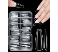 CULEB 120 Pezzi Nail Dual Forms Mold,Trasparente Forma di T,12 Diverse Dimensioni Finte con Unghie Trasparente,per Ragazze Donne Nail Art Design Salon