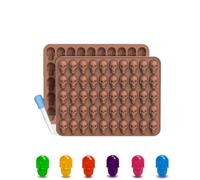 CULEB 2 PCS 50 Cavità Stampo per Caramelle in Silicone Teschio con 1 Contagocce,Stampo in Silicone per Halloween per Cioccolato,Caramelle,Gelatina,Praline,Cubetti di Ghiaccio,Saponi