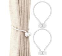 CULEB 2 Pezzi Fermatenda Magnetici,Calamite per Tende,Supporto per Tende Magnetico,Fermatenda Calamita,Fermatende Calamita,lip per Tenda Sono Utilizzate per Decorazione Hotel,Case,Uffici(Bianco)