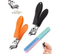 CULEB 2 Pezzi Tagliaunghie Angolato con Lima Lucidante Colorata,Tagliaunghie Angolato Anti-Spruzzi Bocca Larga,Set di Tagliaunghies Ergonomico,Tagliaunghies Professionale per Uomini e Donne