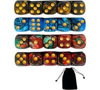 CULEB 20 Pezzi di Dadi Colorati, 4 Colori 16 Mm D6 Dadi Acrilici,Dadi da Gioco,Per Giochi da Tavolo,Insegnamento Della Matematica,Regali(Blu Nero,Rosso Nero,Nero Oro,Rosso Verde)