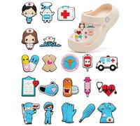 CULEB 20 Pezzi Shoe Charm per Crocs, PVC Ciondoli per Scarpe, Pin per Crocs, Accessori per Spille per Scarpe da Infermiera Medici, Decorazioni per Scarpe, per Bambini, Adulti