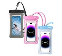 CULEB 3 Pezzi Custodia Impermeabile Smartphone, 7,2 pollici IPX8 Custodia Subacquea per Telefono per iPhone 16 15 14 13 12 11 Pro Max XS XR Galaxy S23 S22 S21 Xiaomi Huawei OPPO VIVO(Nero,Blu,Rosa)