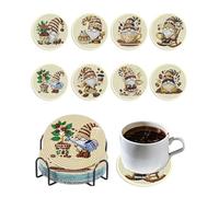 CULEB 8 Pezzi Sottobicchieri Diamante con Supporto, Sottobicchieri Diamond Painting, Sottobicchieri Uomo del caffè Fai da Te, Set di Sottobicchieri con Pittura a Diamante per Adulti & Bambini