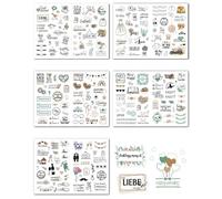 CULEB Adesivi per Libro Degli Ospiti di Nozze,266 Bellissimi Design,Decorazioni per Addio al Celibato,Adesivi per Album di Nozze,Album Fotografico Verde Eucalipto,Adesivi Bullet Journal in Tedesco