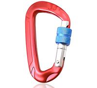 CULEB Moschettone con Bloccaggio Multiuso 12KN,Moschettone Girevole in 7075 Alluminio,Moschettoni a D per Impieghi Gravosi,per Arrampicata,Alpinismo,Amaca,Escursionismo,Campeggio(Rosso)