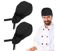 CULEO Accessori da lavoro - ristorazione, 2 pezzi chef crown Cappello da cuoco Cappello da pirata Cappello da cucina unisex cuffia cucina donna per cucinare cuocere al forno grigliare Fascia (nero)