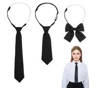 CULEO Cravatte da uomo, cravatta donna 3 pezzi Cravatte nere da donna lunghe e strette regolabili con elastico pre-annodato per ragazze e donne per lavoro feste e matrimoni formali moda