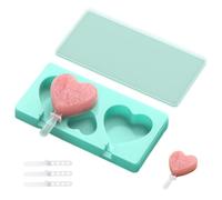 CULEO Stampi per gelato, 1 stampo per ghiaccioli in silicone senza BPA riutilizzabile a forma di cuore con coperchio e bastoncino per barrette di cioccolato sorbetto budino (verde acqua)