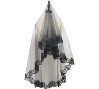 CULEO Veli da donna,Abito da sposa in pizzo nero, stile gotico, velo da sposa, per la festa di Halloween, accessori per donne e ragazze