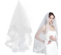 CULEO Veli da donna, velo sposa Velo da sposa multistrato in pizzo e tulle accessori per capelli da sposa velo in pizzo da 1.5 metri per donne e ragazze