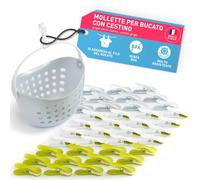 culiclean Mollette da Bucato con Cestino - 40x, grigio-verde-bianco | Porta Mollette Bucato da Esterno, Mollette Bucato Antisegno e Resistenti, senza BPA
