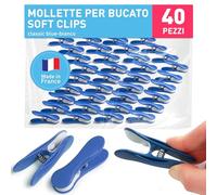 culiclean Mollette per Bucato - 40 Pezzi - Design Soft Clip - Mollette Panni Resistenti - Antisegno per Bucato - Colori Assortiti - classic blue-bianco