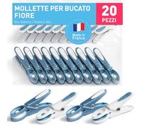 culiclean Mollette per Bucato - Fiore, 20 pezzi, blu-bianco/bianco-blu | Mollette Panni Resistenti, Antisegno per Bucato, presa salda anche con capi pesanti, prodotte in Francia, senza BPA