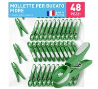 culiclean Mollette per Bucato - Fiore, 48 pezzi, classic green-bianco | Mollette Panni Resistenti, Antisegno per Bucato, presa salda anche con capi pesanti, prodotte in Francia, senza BPA