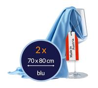 culiclean Panni in Microfibra per Pulizia Vetri e Bicchieri - Panno per Vetri e Panno Asciuga Bicchieri Multiuso Professionale - Prodotto in Austria - 2 Panni 70 x 80 cm - blu